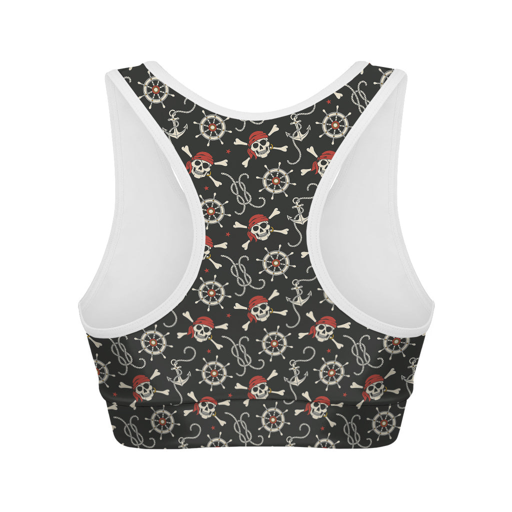 Pirate Theme Pattern Print Women's Sports Bra