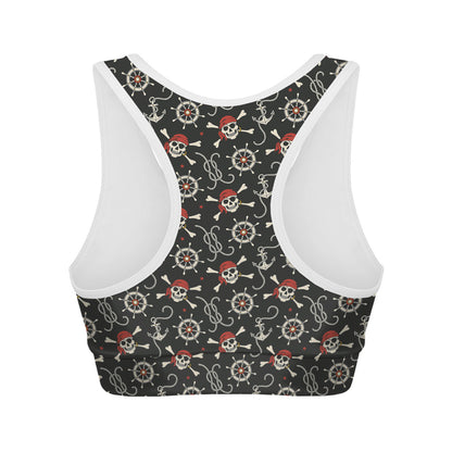 Pirate Theme Pattern Print Women's Sports Bra