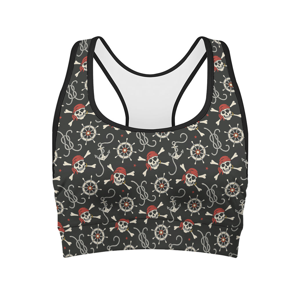 Pirate Theme Pattern Print Women's Sports Bra