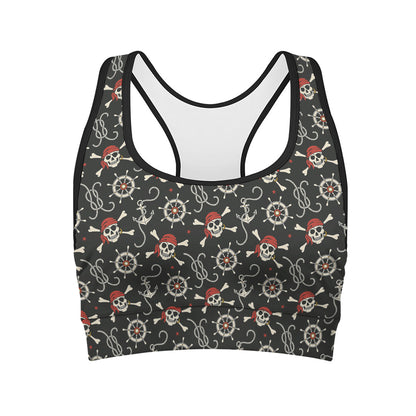 Pirate Theme Pattern Print Women's Sports Bra