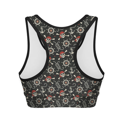 Pirate Theme Pattern Print Women's Sports Bra
