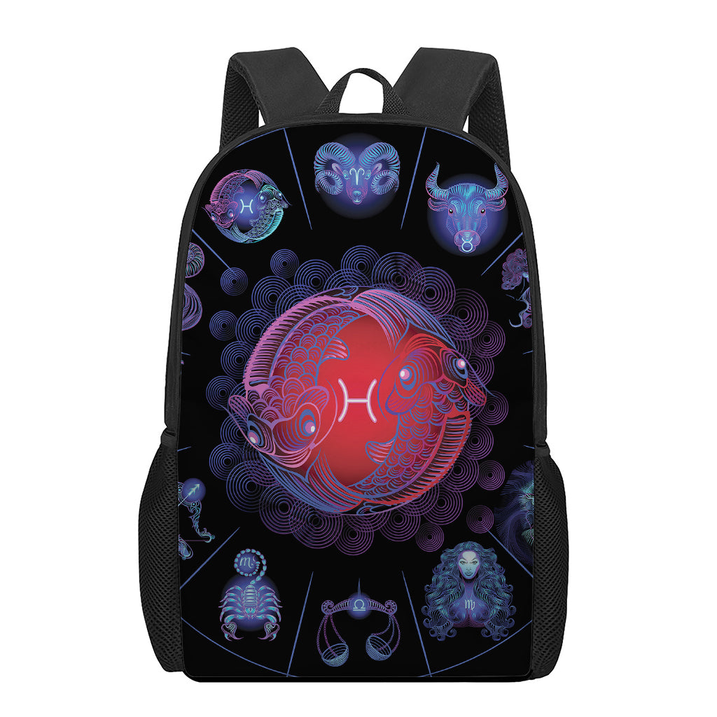 Pisces And Astrological Signs Print 17 Inch Backpack