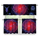 Pisces And Astrological Signs Print 3 Piece Kitchen Curtains