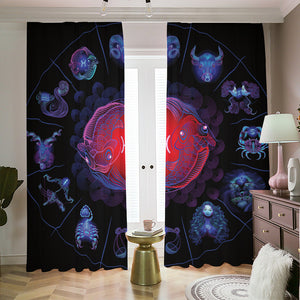 Pisces And Astrological Signs Print Blackout Pencil Pleat Curtains