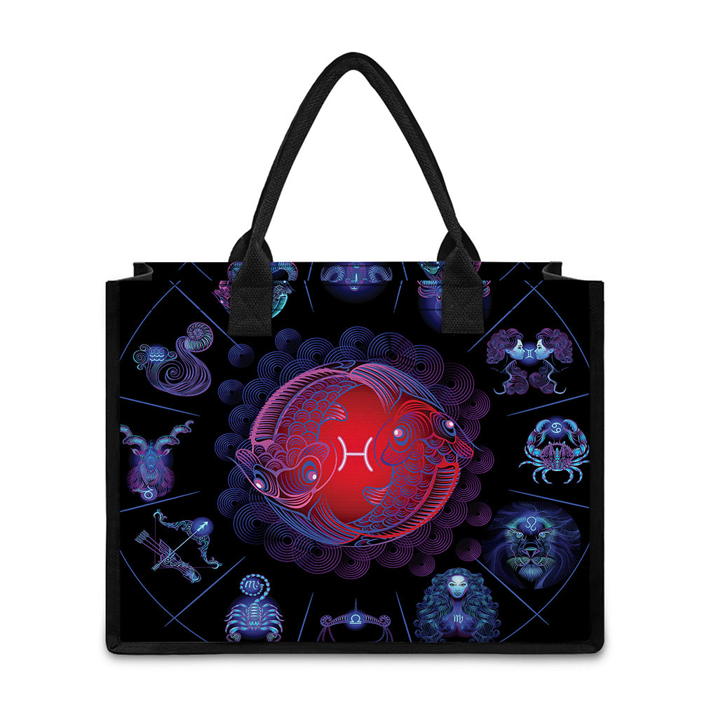 Pisces And Astrological Signs Print Canvas Tote Bag