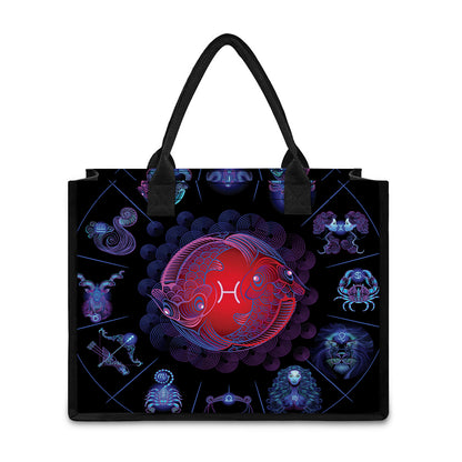 Pisces And Astrological Signs Print Canvas Tote Bag