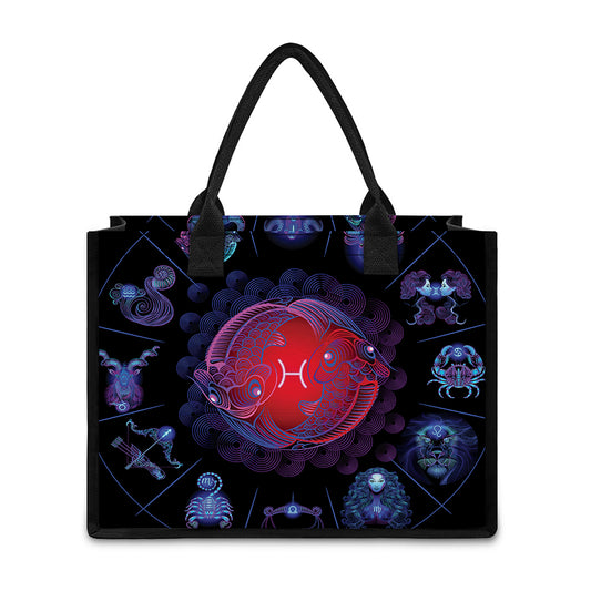 Pisces And Astrological Signs Print Canvas Tote Bag
