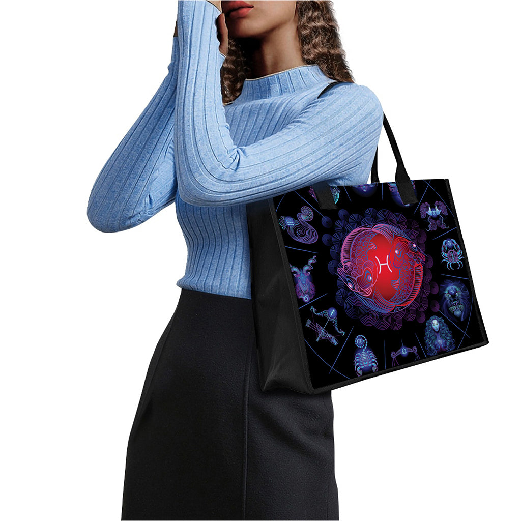 Pisces And Astrological Signs Print Canvas Tote Bag