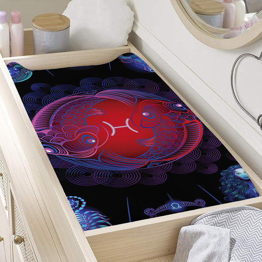 Pisces And Astrological Signs Print Changing Pad Cover