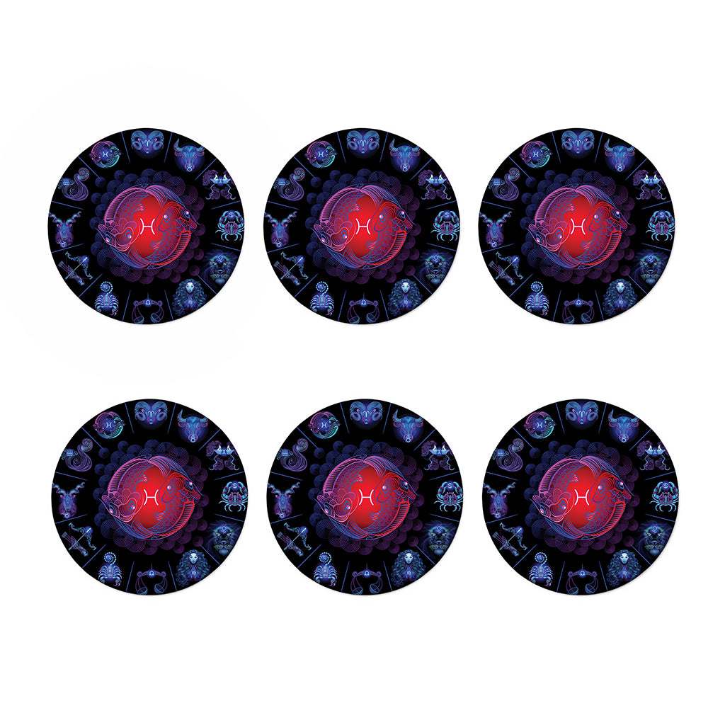 Pisces And Astrological Signs Print Coaster Set