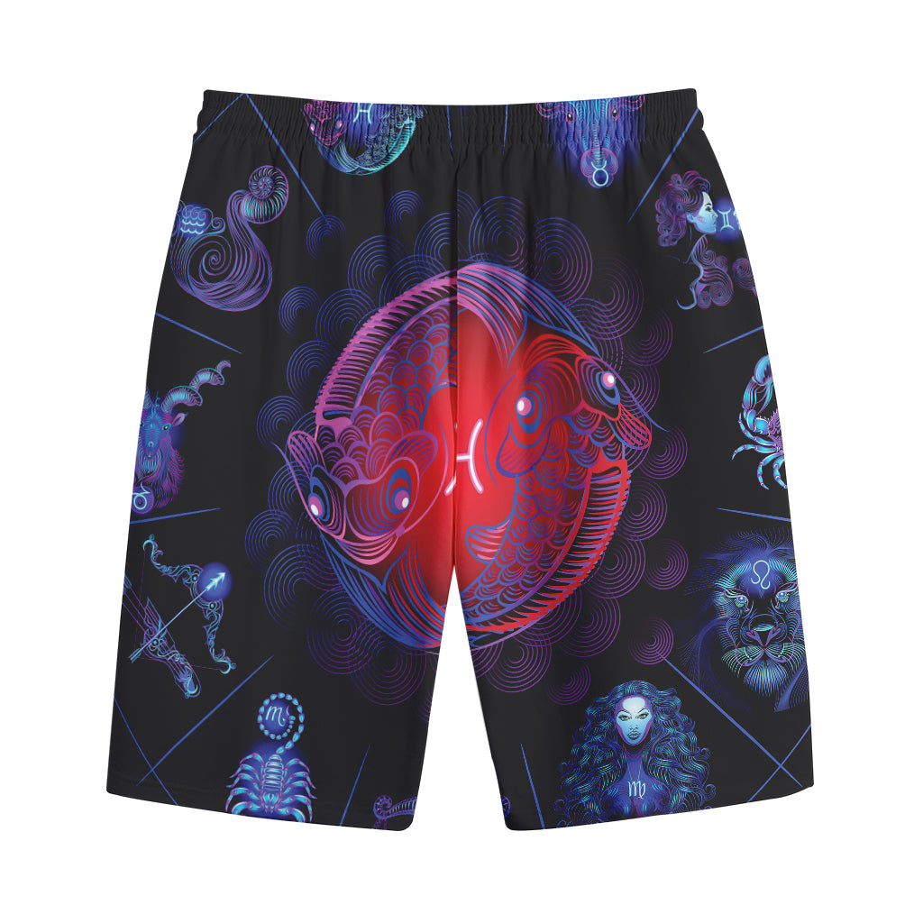 Pisces And Astrological Signs Print Cotton Shorts