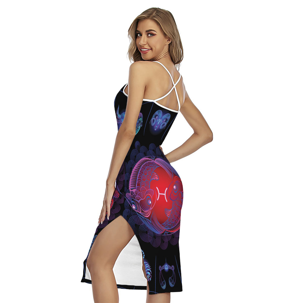 Pisces And Astrological Signs Print Cross Back Cami Dress