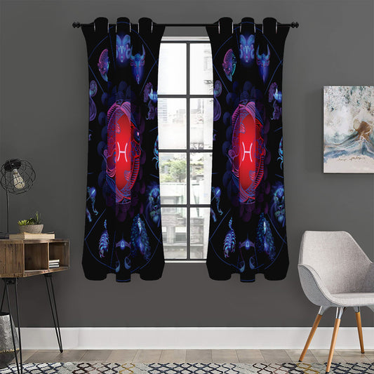 Pisces And Astrological Signs Print Curtain