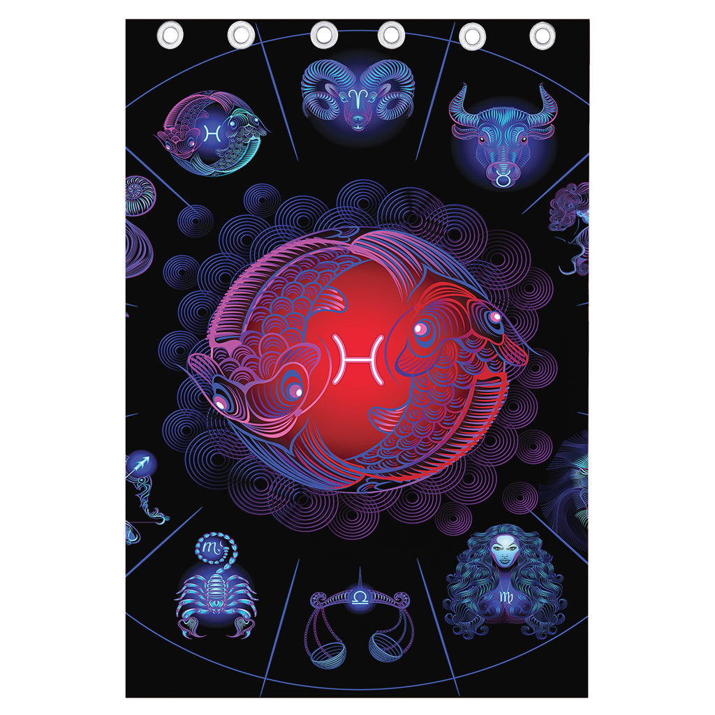 Pisces And Astrological Signs Print Curtain
