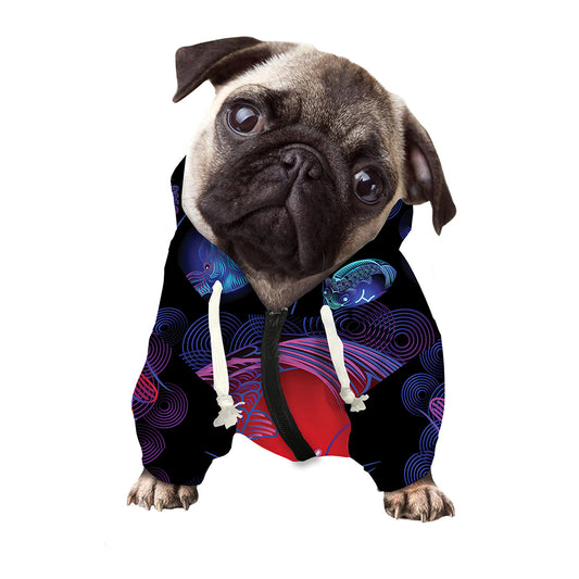 Pisces And Astrological Signs Print Dog Zip Up Hoodie