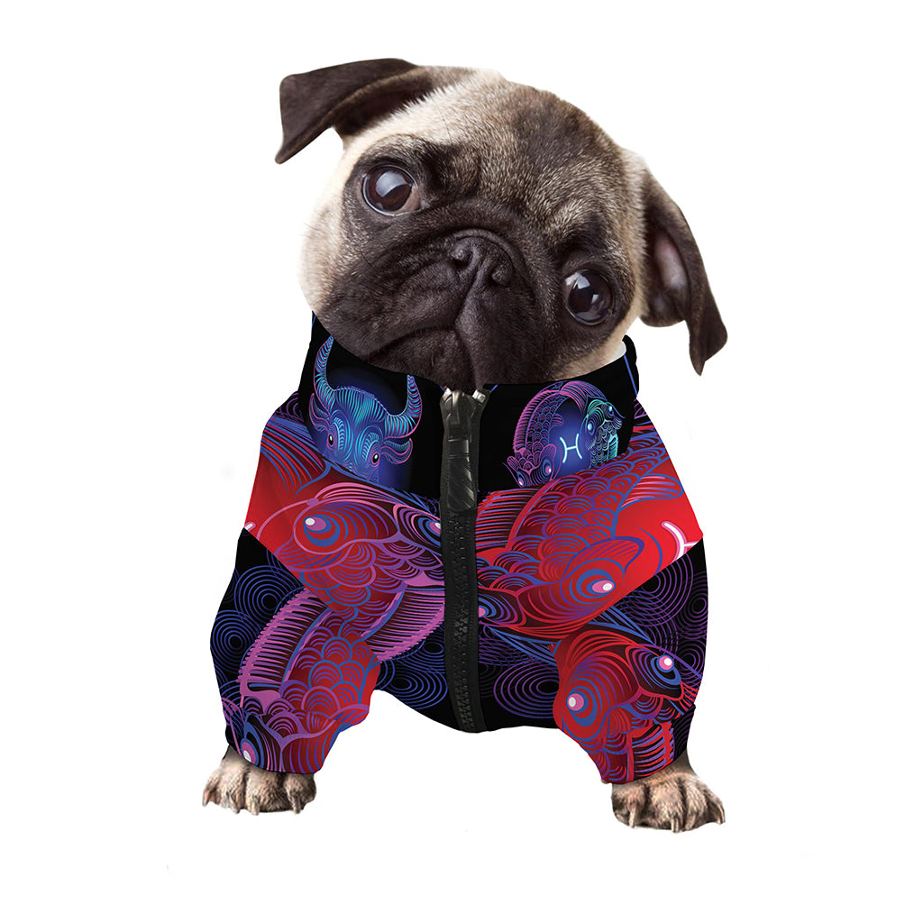 Pisces And Astrological Signs Print Dog Zip Up Jacket