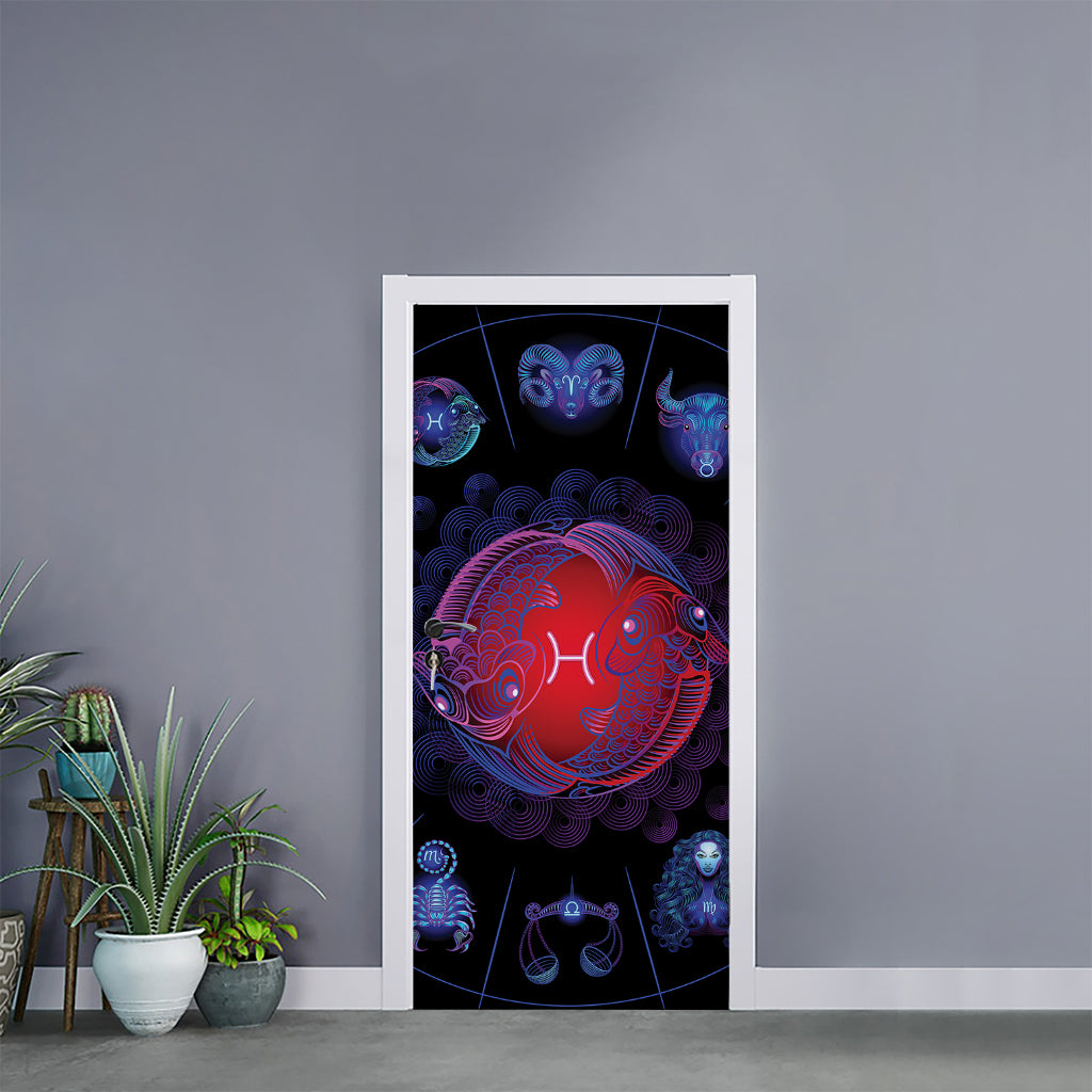 Pisces And Astrological Signs Print Door Sticker