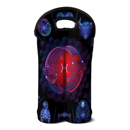 Pisces And Astrological Signs Print Double Neoprene Wine Tote
