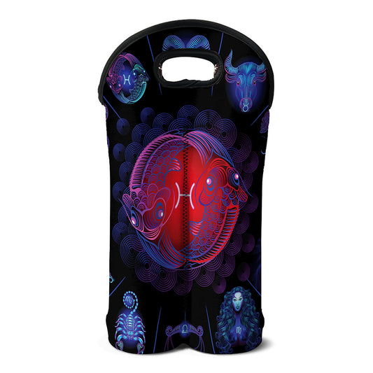 Pisces And Astrological Signs Print Double Neoprene Wine Tote
