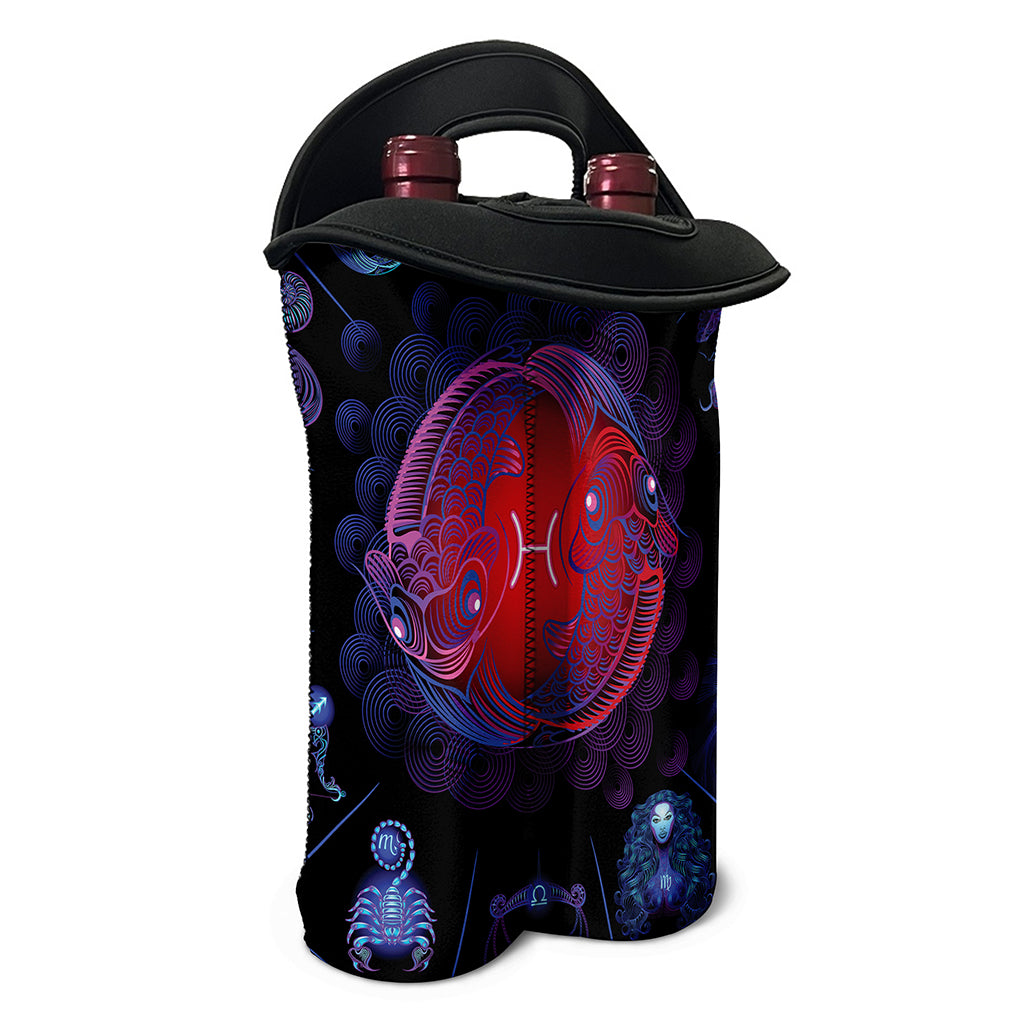 Pisces And Astrological Signs Print Double Neoprene Wine Tote