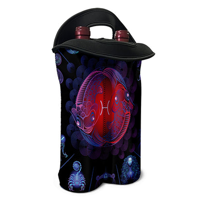 Pisces And Astrological Signs Print Double Neoprene Wine Tote