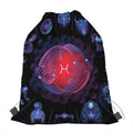 Pisces And Astrological Signs Print Drawstring Bag