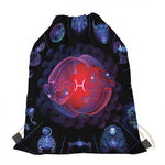 Pisces And Astrological Signs Print Drawstring Bag