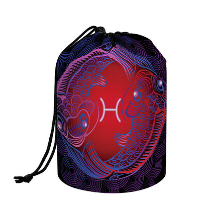 Pisces And Astrological Signs Print Drawstring Makeup Bag