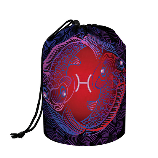 Pisces And Astrological Signs Print Drawstring Makeup Bag