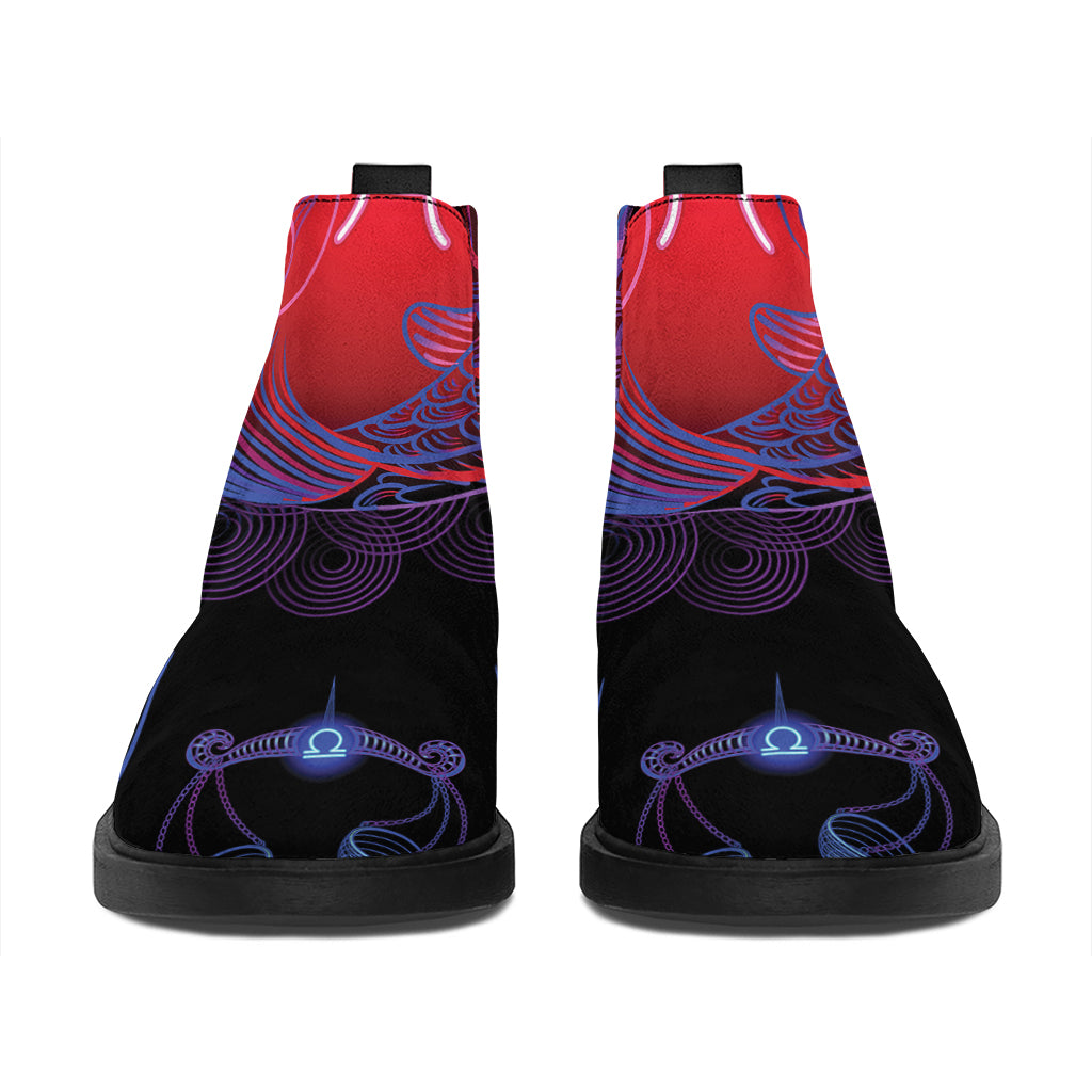 Pisces And Astrological Signs Print Flat Ankle Boots