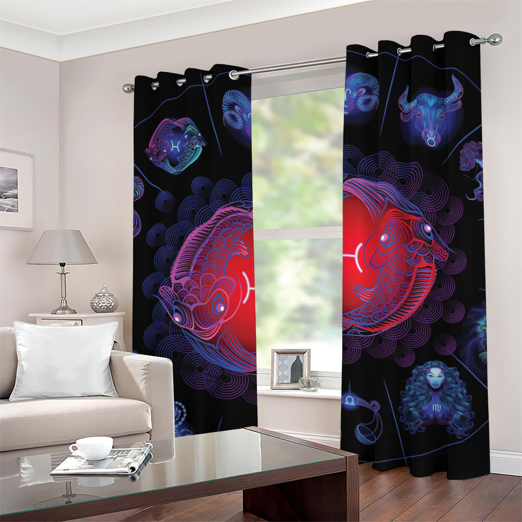 Pisces And Astrological Signs Print Grommet Curtains