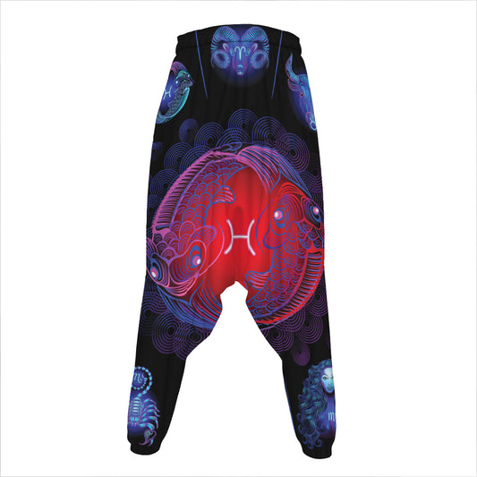 Pisces And Astrological Signs Print Hammer Pants