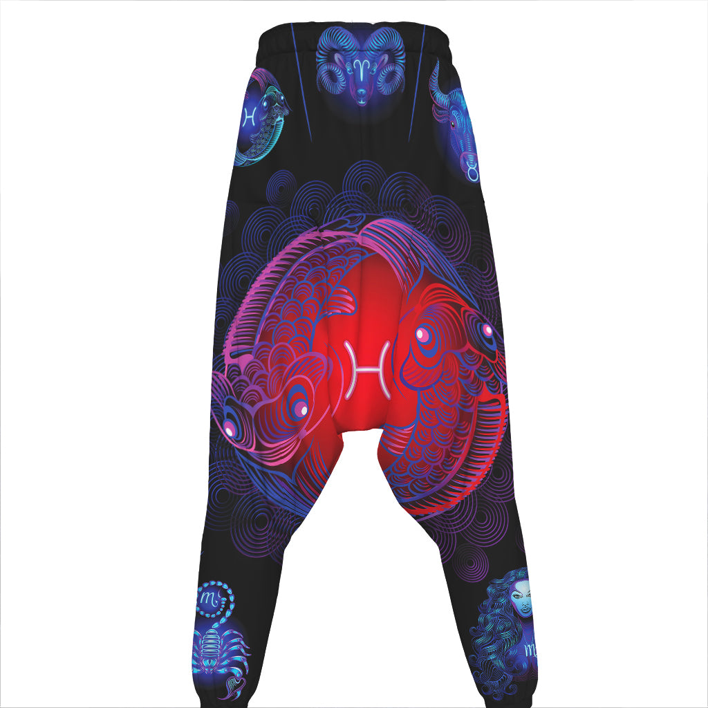 Pisces And Astrological Signs Print Hammer Pants