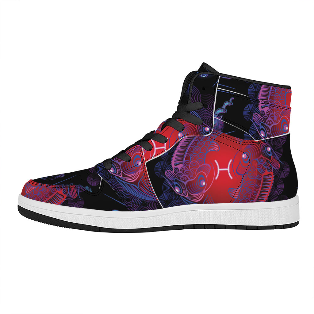 Pisces And Astrological Signs Print High Top Leather Sneakers