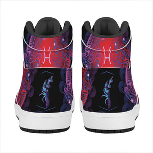 Pisces And Astrological Signs Print High Top Leather Sneakers