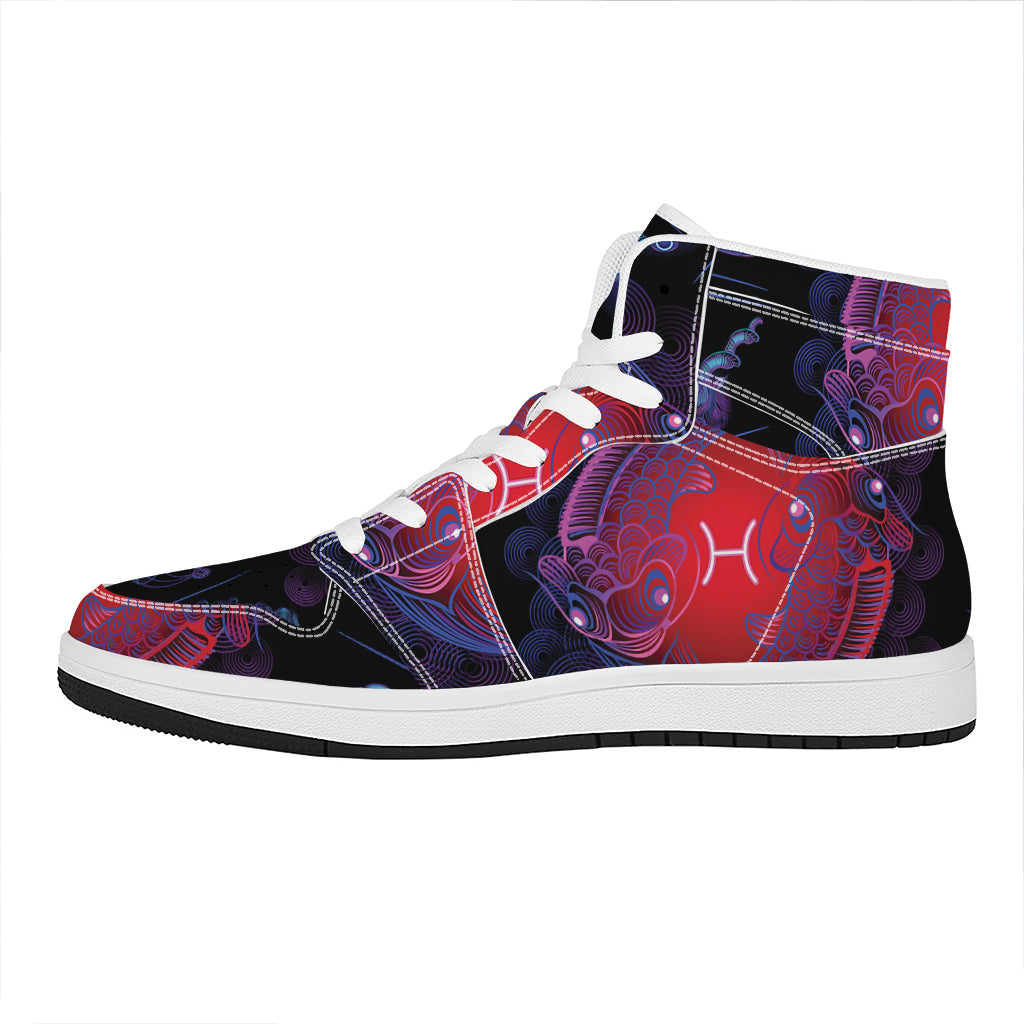 Pisces And Astrological Signs Print High Top Leather Sneakers