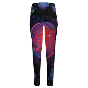 Pisces And Astrological Signs Print High-Waisted Pocket Leggings