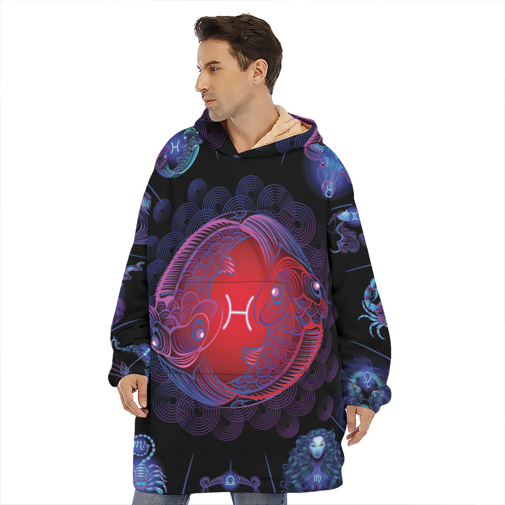 Pisces And Astrological Signs Print Hoodie Blanket