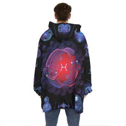 Pisces And Astrological Signs Print Hoodie Blanket
