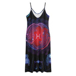 Pisces And Astrological Signs Print Jersey Midi Cami Dress