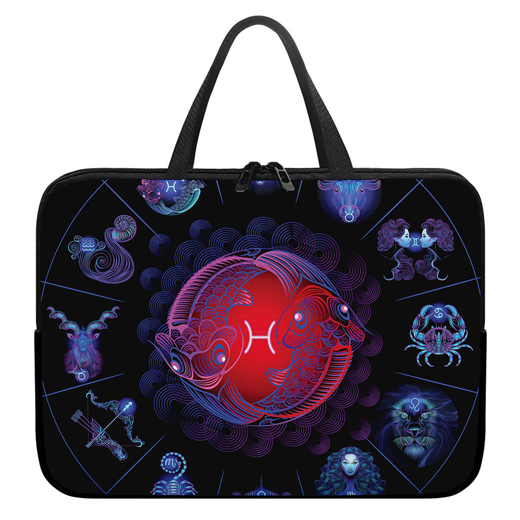 Pisces And Astrological Signs Print Laptop Sleeve With Handle