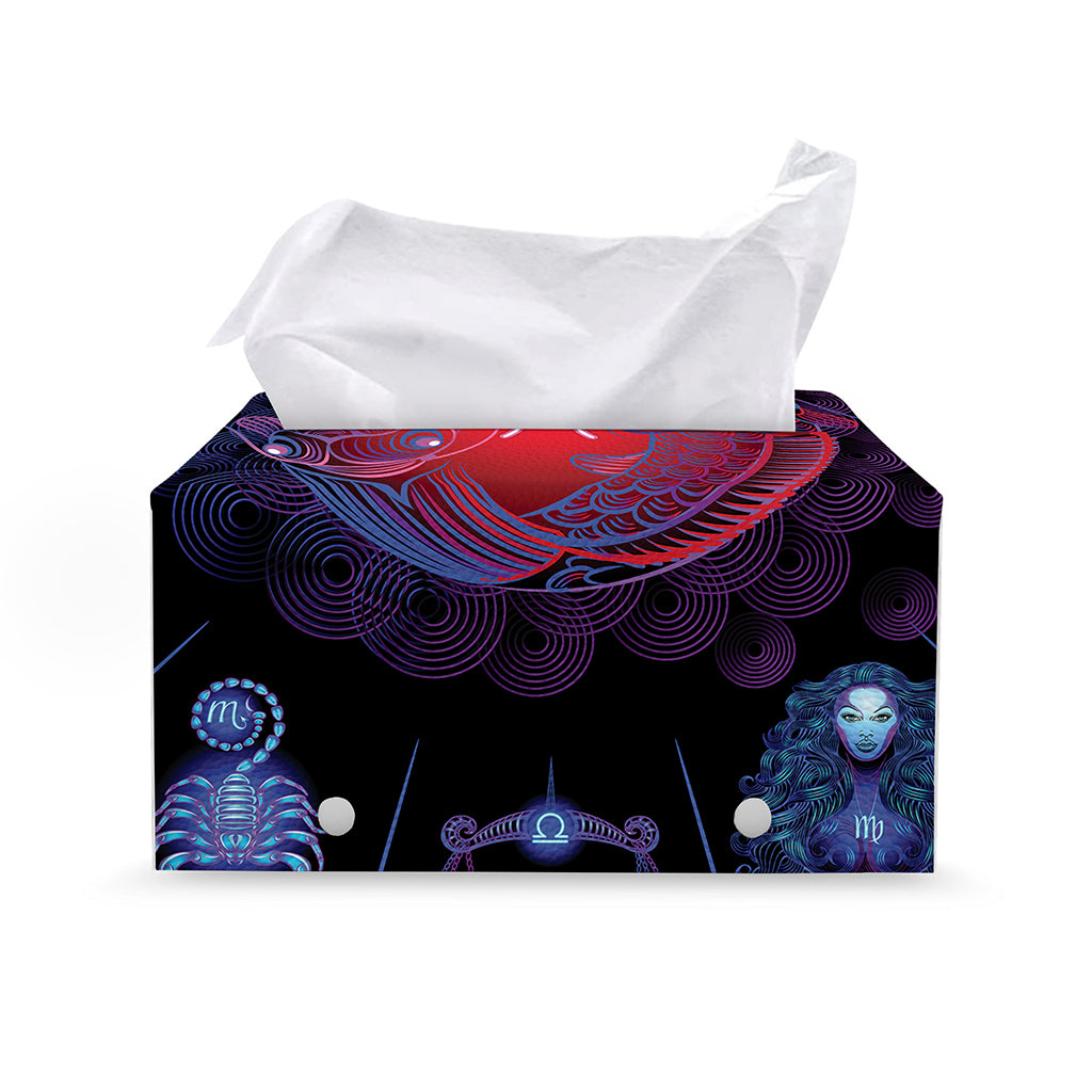 Pisces And Astrological Signs Print Leather Tissue Box Cover