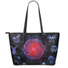 Pisces And Astrological Signs Print Leather Tote Bag