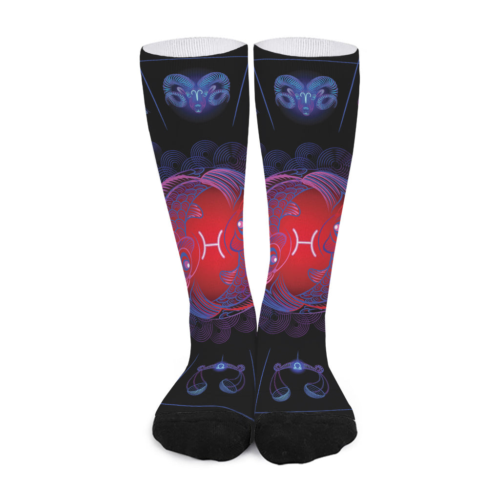 Pisces And Astrological Signs Print Long Socks