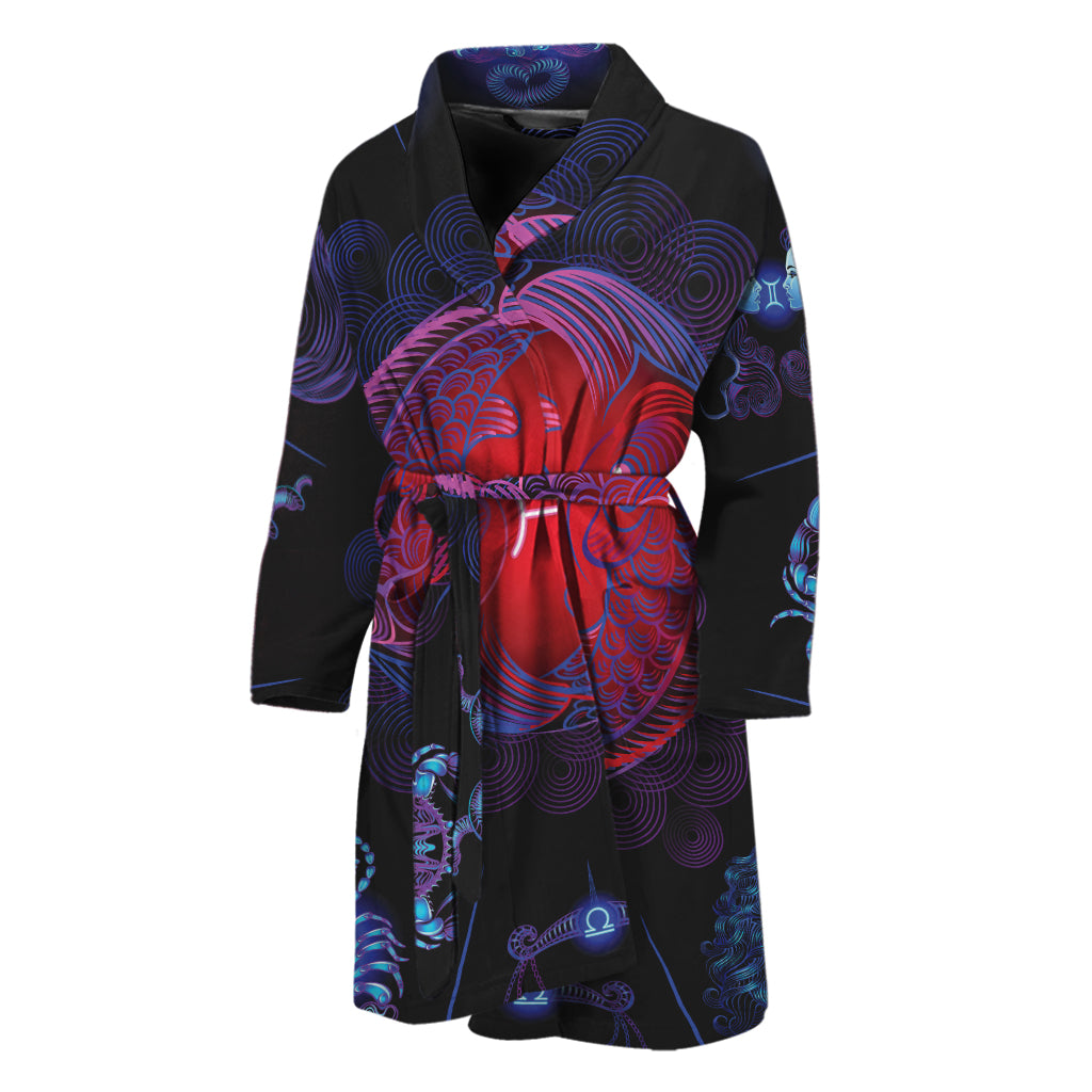 Pisces And Astrological Signs Print Men's Bathrobe