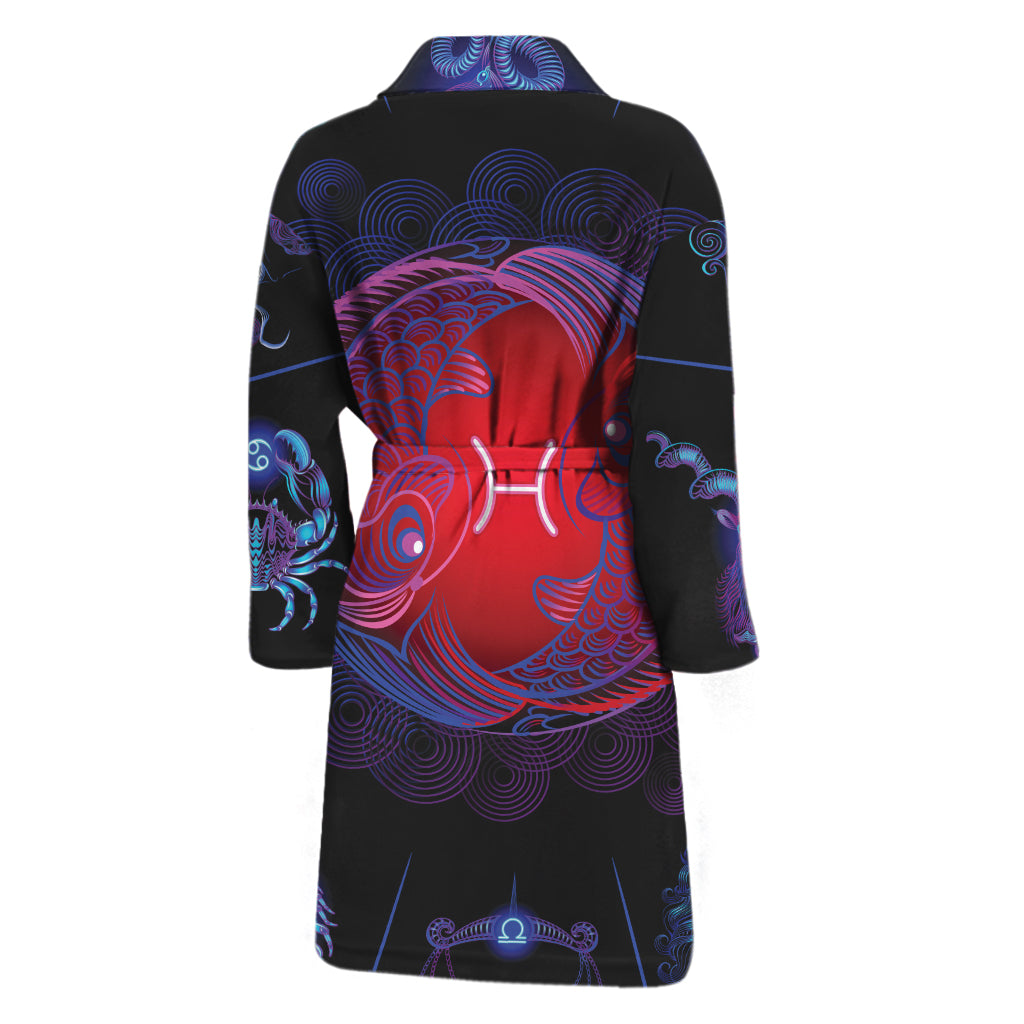 Pisces And Astrological Signs Print Men's Bathrobe