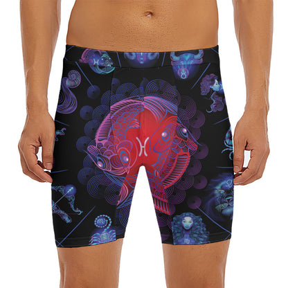 Pisces And Astrological Signs Print Men's Long Boxer Briefs