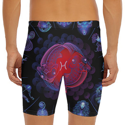 Pisces And Astrological Signs Print Men's Long Boxer Briefs