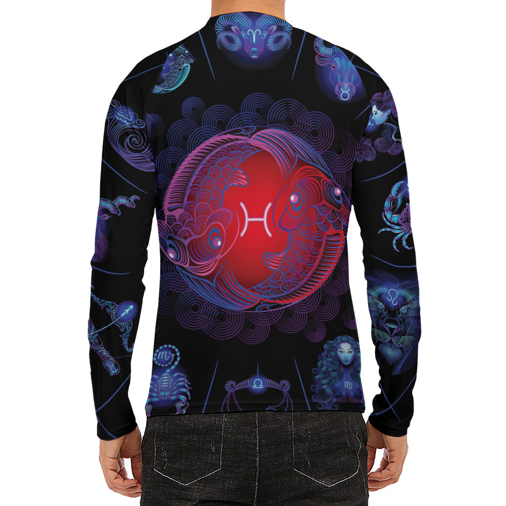 Pisces And Astrological Signs Print Men's Long Sleeve Rash Guard