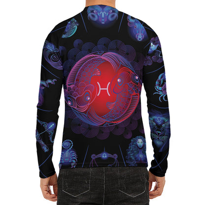 Pisces And Astrological Signs Print Men's Long Sleeve Rash Guard